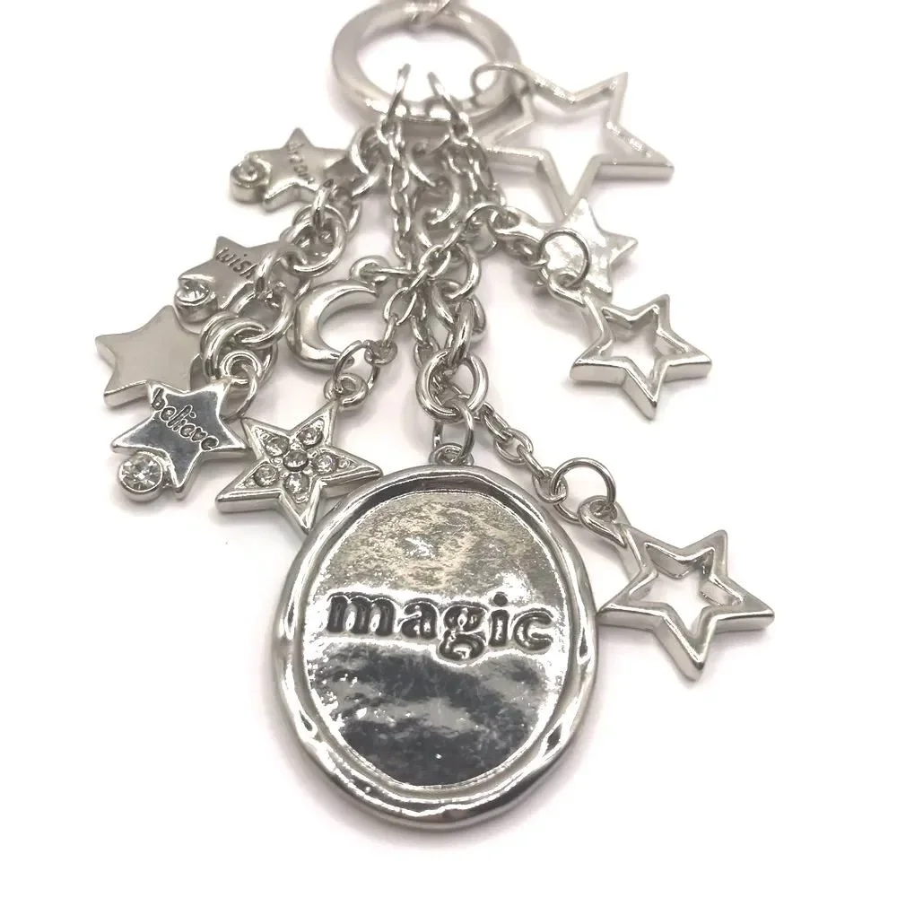 Silver Star Charm Keychain Key Holder Car Accessory